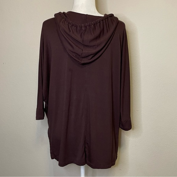 Loft Lounge Deep Purple Long Sleeve Signaturesoft Hooded Shirt Size Small - Picture 2 of 4